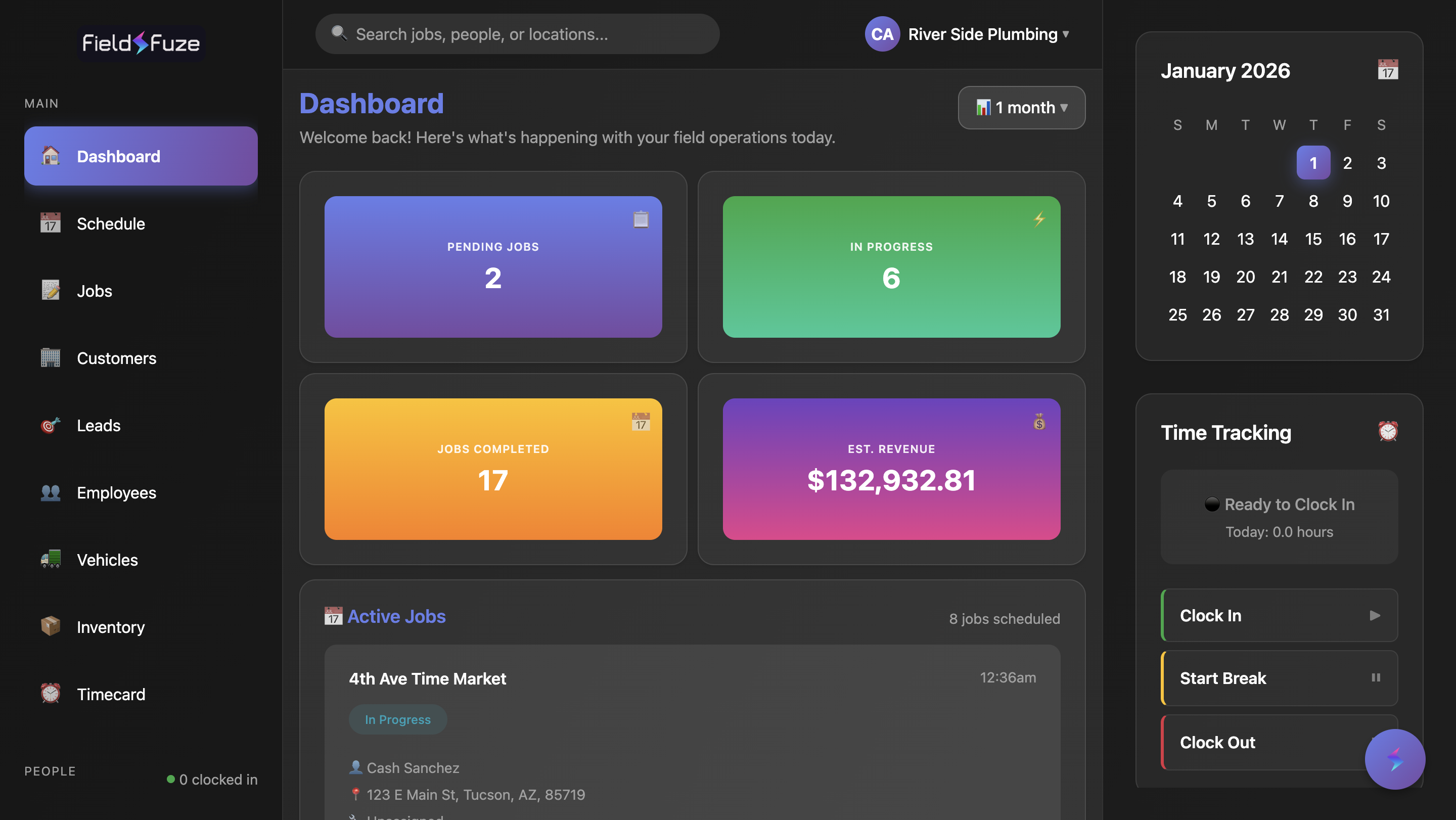 FieldFuze Dashboard - Real-time construction project tracking